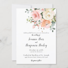 Invitación Rosa de Rubor rosa Pastel Boda Botánico Floral