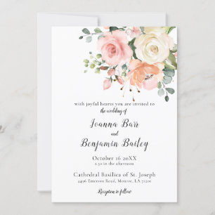 Invitación Rosa de Rubor rosa Pastel Boda Botánico Floral