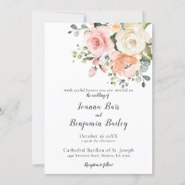 Invitación Rosa de Rubor rosa Pastel Boda Botánico Floral