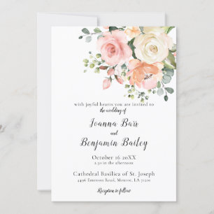 Invitación Rosa de Rubor rosa Pastel Boda Botánico Floral