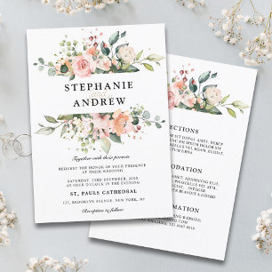 Invitación Rosa de Rubor rosa Pastel Boda Botánico Floral