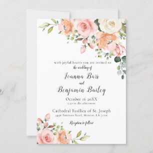 Invitación Rosa de Rubor rosa Pastel Boda Botánico Floral