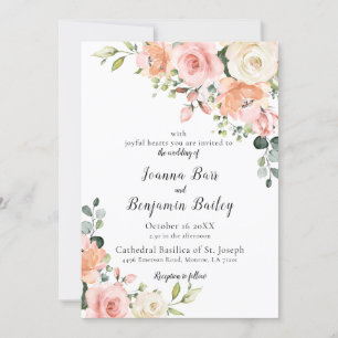 Invitación Rosa de Rubor rosa Pastel Boda Botánico Floral