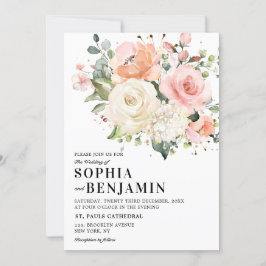 Invitación Rosa de Rubor rosa Pastel Boda Botánico Floral