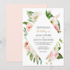 Invitación Rosa de rubor Rubor Boda Floral rosa y blanca