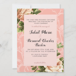 Invitación Rosa de Rubor Vintage Boda