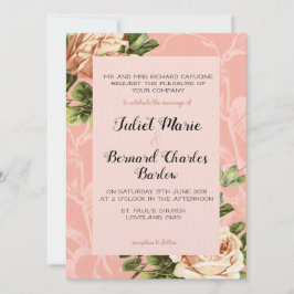 Invitación Rosa de Rubor Vintage Boda