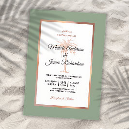 Invitación Rosa de sabios Boda tropical de palmilla de cobre