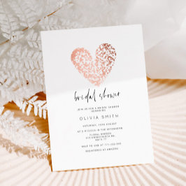 Invitación Rosa de San Valentín ducha de novia de corazón dor