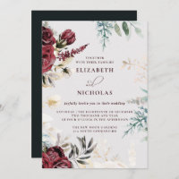 Rosa de terciopelo oscuro de Borgoña | Boda de inv