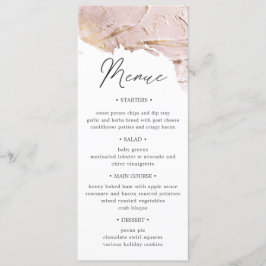 Invitación rosa de textura Boda de oro Menú de cena Invitació