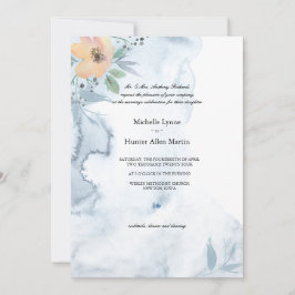 Invitación Rosa de una sola vez y Boda azul turbio 2