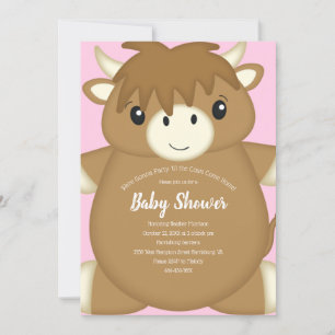 Invitación Rosa de vaca escocesa Baby Shower rosa