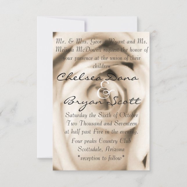 Invitación Rosa de vainilla (Anverso)