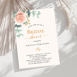 Invitación Rosa de vegetación floral lujoso Bridal Shower