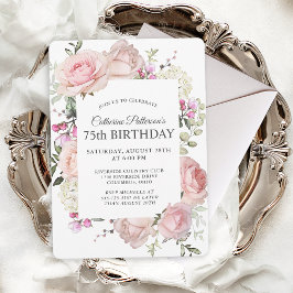 Invitación Rosa de verano Jardín Floral 75ª fiesta de cumplea