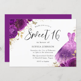 Invitación Rosa De Vestido De Esparkle Púrpura Rosado Dulce 1