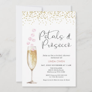 Invitación Rosa de vidrio de champán de oro Petales Ducha de 