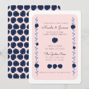 Invitación Rosa de Viñas de Acuarela de Agua Rosa Azul Cabaña
