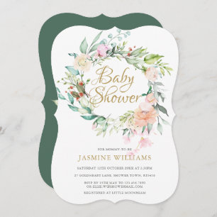 Invitación Rosa de Woodland Garland Baby Shower / Sprinkle