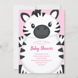 Invitación Rosa de zebra Baby Shower