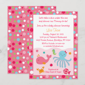 Invitación Rosa debajo del mar Baby Shower