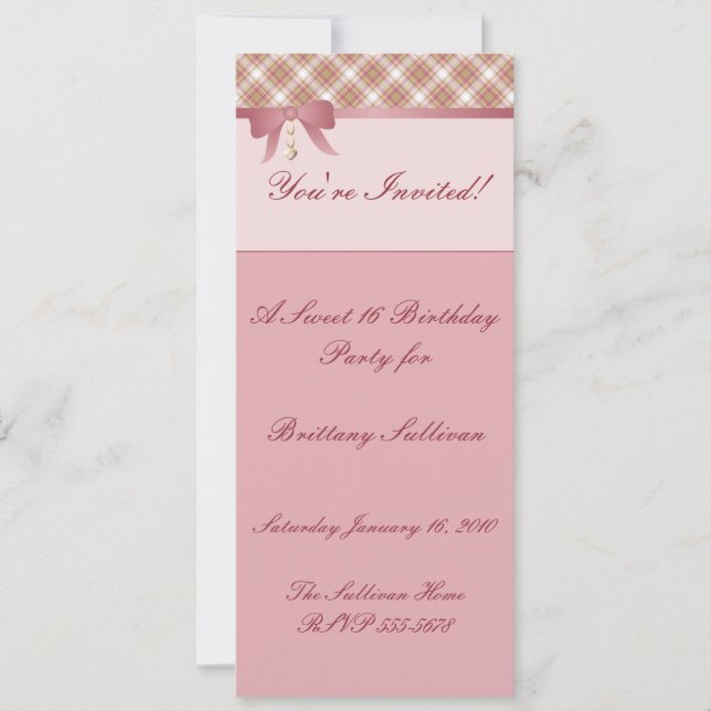 Invitación Rosa del ángulo del corazón (Anverso)