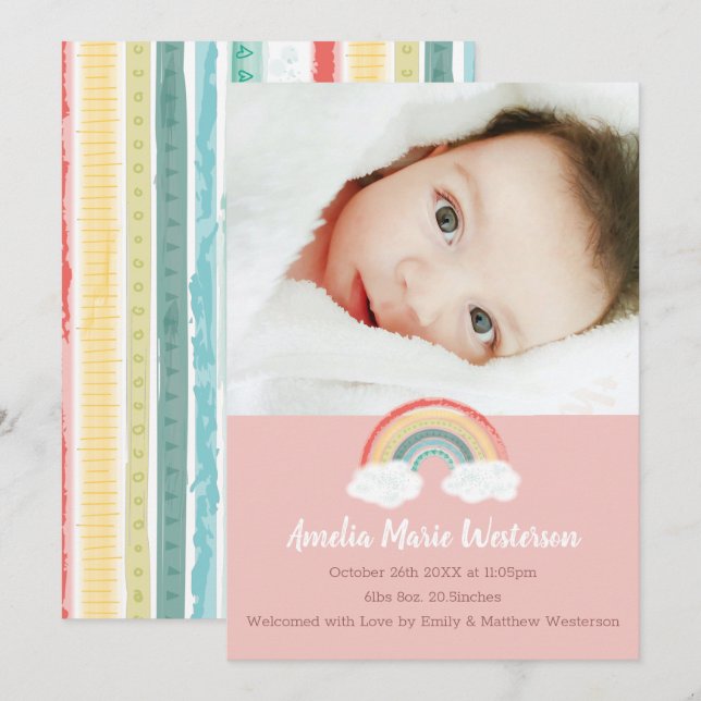 Invitación Rosa del arcoiris Baby Shower (Anverso / Reverso)