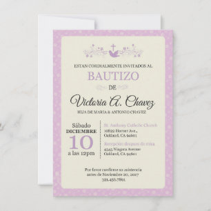 Invitación rosa del bautismo - Español
