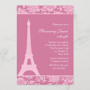 Invitación Rosa del caramelo en la ducha nupcial de París