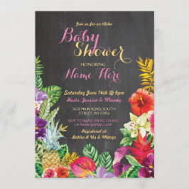Invitación rosa del Chica de Aloha Baby Shower Tro