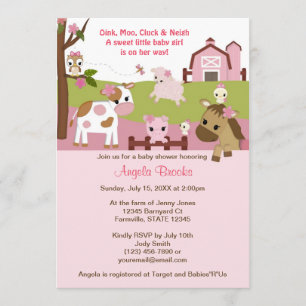 Invitación ROSA del CHICA de Baby Shower de los chicas del
