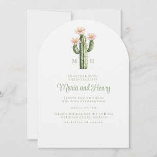 Invitación Rosa del desierto Cactus Monograma Boda