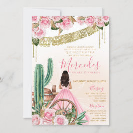 Invitación Rosa del desierto Charra Rosa Quinceanera Cactus O