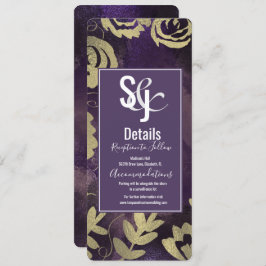 Invitación Rosa del Jardín Floral Botánico Boda Púrpura Oro