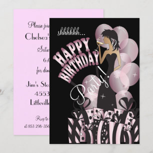 Invitación Rosa del nombre el   del chica el   DIY de la diva