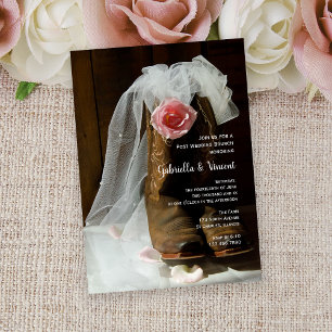 Invitación Rosa del país y vaquero boots Post Boda Brunch