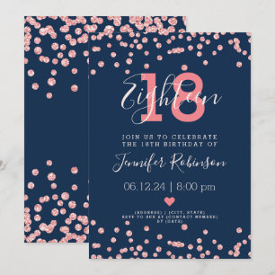 Invitación rosa del partido de los 18 Años, Marina Purpurina