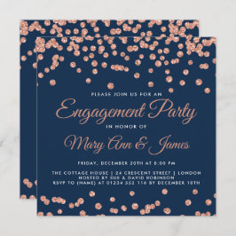 Invitación Rosa del Partido del Oro Purpurina Confetti