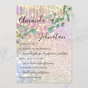 Invitación Rosa del Purpurina de la Fábrica de la Monografía