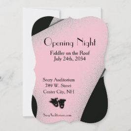 Invitación rosa del teatro nocturno de apertura