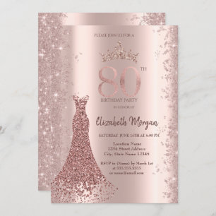 Invitación Rosa del vestido de diamante Purpurina de oro Polv