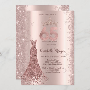 Invitación Rosa del vestido de diamante Purpurina de oro Polv