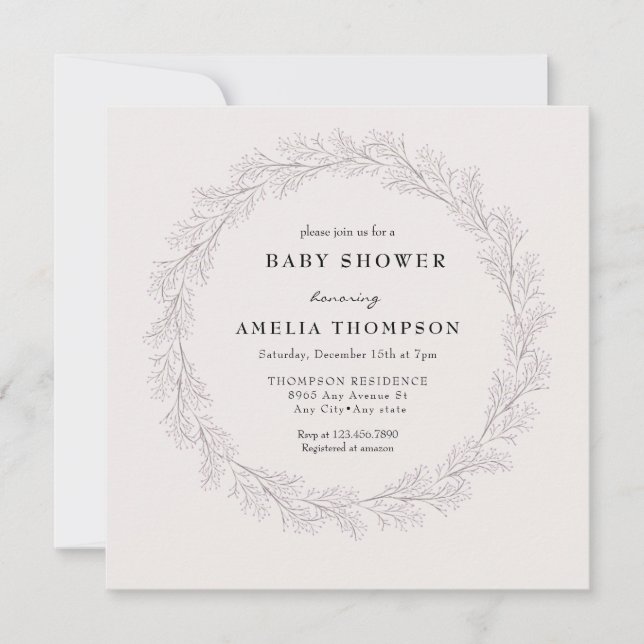 Invitación Rosa Delicado | Ducha de novia floral para la resp (Anverso)