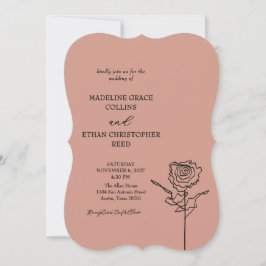 Invitación Rosa Dibujada a Mano Terracota Polvorienta QR Boda