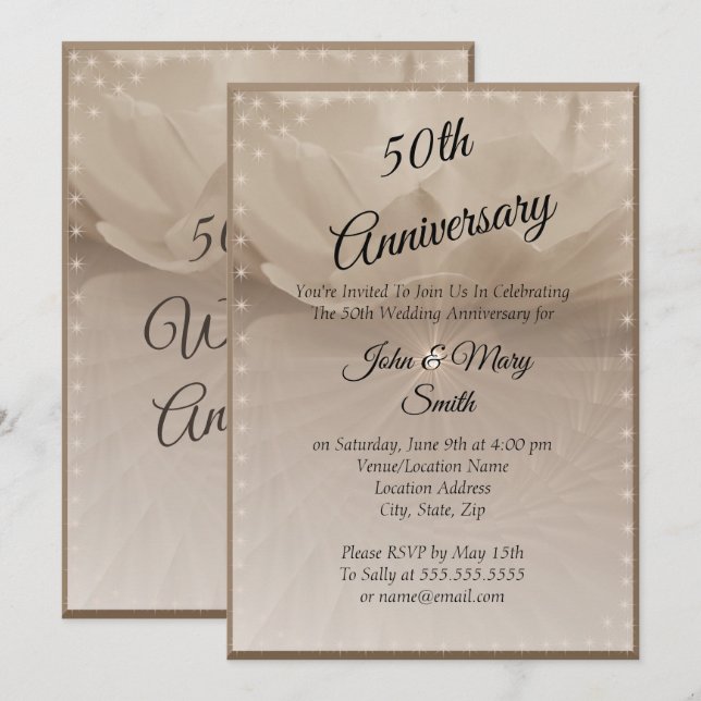 Invitación Rosa Dorada 50º Aniversario (Anverso / Reverso)
