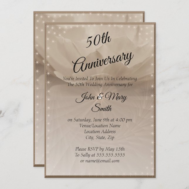 Invitación Rosa Dorada 50 Aniversario (Anverso / Reverso)