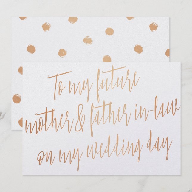 Invitación Rosa Dorada "A mi futura suegra y suegro" (Anverso / Reverso)
