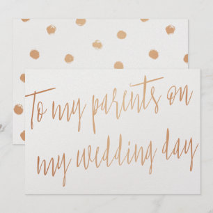 Invitación Rosa dorada "A mis padres el día de mi boda"