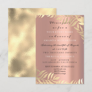 Invitación Rosa dorada de la selva Oro elegante Cumpleaños nu